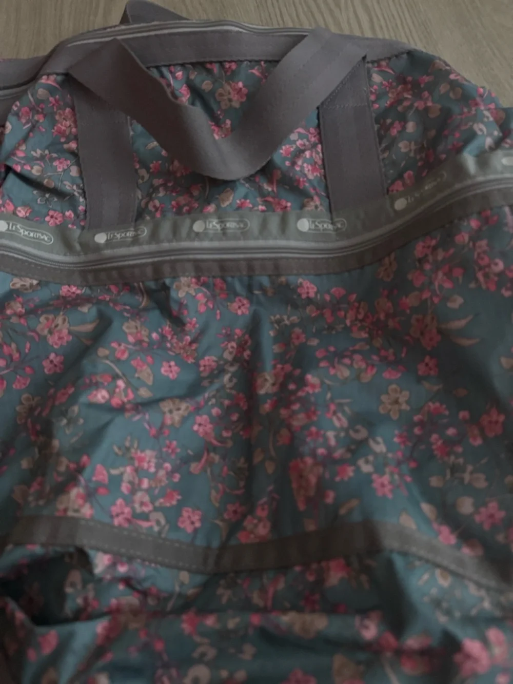 Le sportsac Floral Weekender Duffel Bag in Teal and Pink - Picture 2 of 6